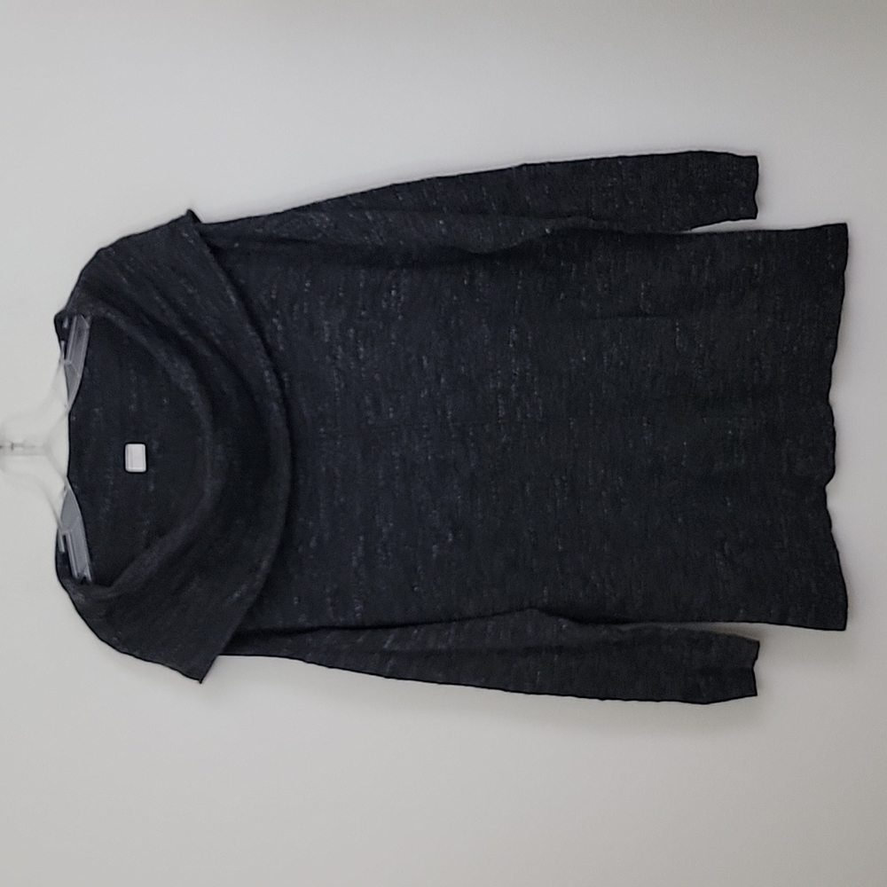 Wild Pearl Dark Gray Variegated Knit Cowl Neck Tunic Sweater S